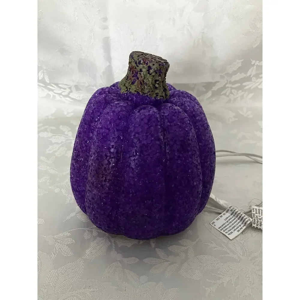 Purple Popcorn Plastic Pumpkin Light Jack O Lantern Halloween Decor Works